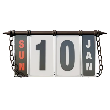 10. Januar Sonntag  3D Illustration