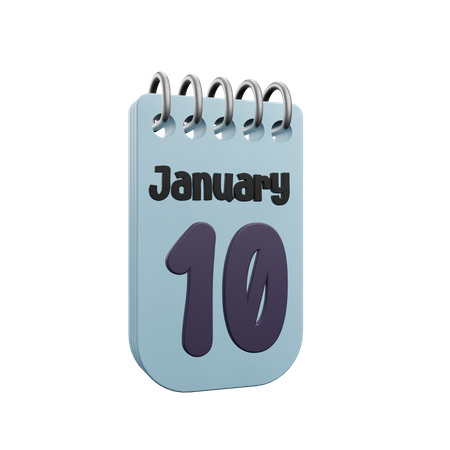 10 January Calender  3D Icon