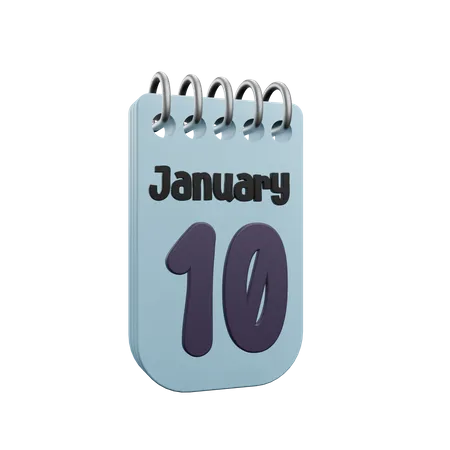 10 January Calender  3D Icon