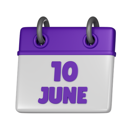 10 June  3D Icon