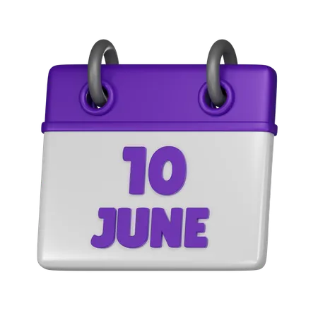 10 June  3D Icon