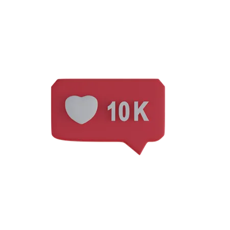 10 k like  3D Icon