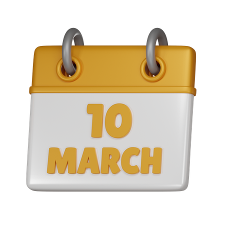 10 March  3D Icon