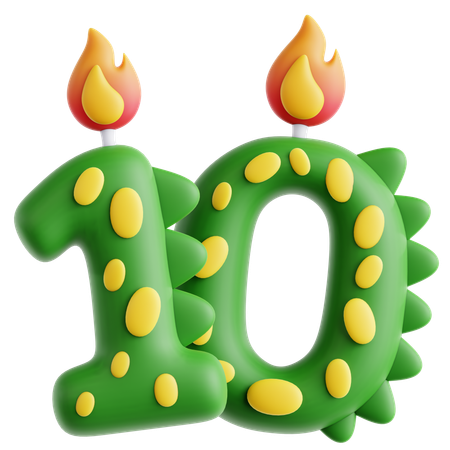 10 bougies dinosaures mignonnes  3D Icon
