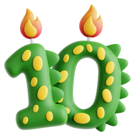 10 bougies dinosaures mignonnes  3D Icon