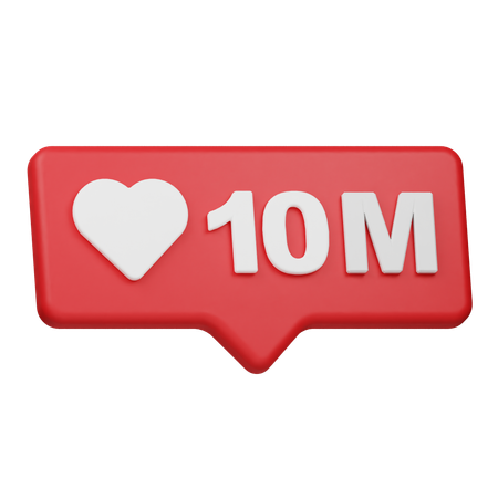 Notification de 10 millions de mentions « J'aime »  3D Icon