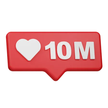 Notification de 10 millions de mentions « J'aime »  3D Icon