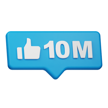 10 millions de mentions J'aime  3D Icon