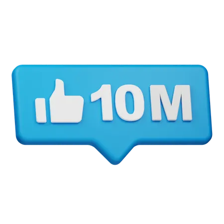 10 millions de mentions J'aime  3D Icon