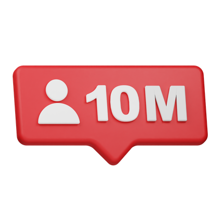 Benachrichtigung über 10 Millionen Follower  3D Icon