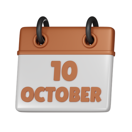 10 October  3D Icon