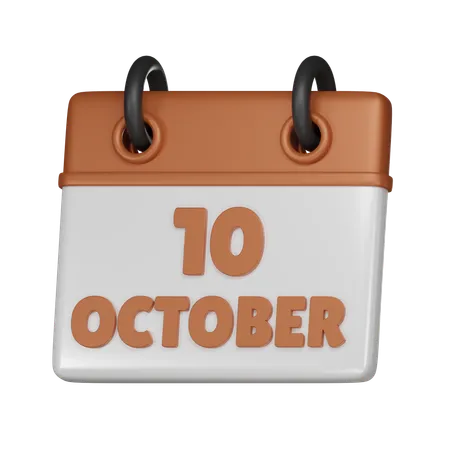 10 October  3D Icon