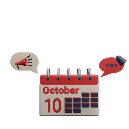 10 october  3D Icon