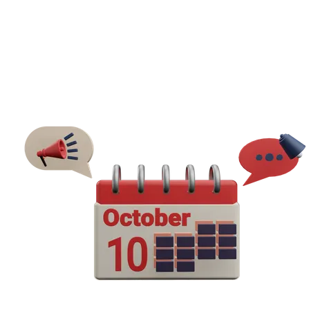 10 october  3D Icon