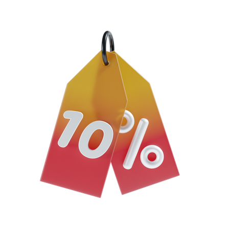 10 Percent  3D Icon