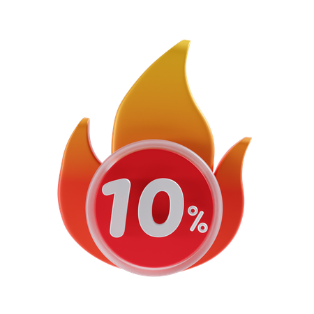 10 Percent  3D Icon