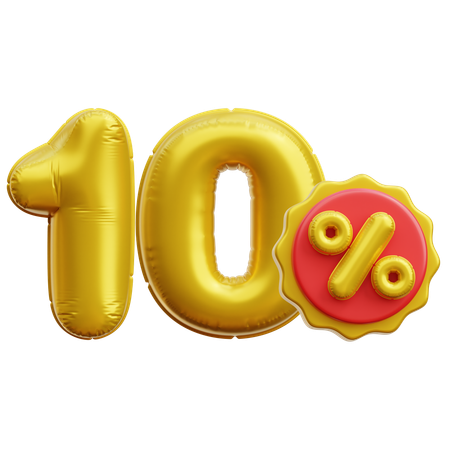 10 Percent  3D Icon