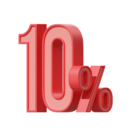 10 Percent  3D Icon