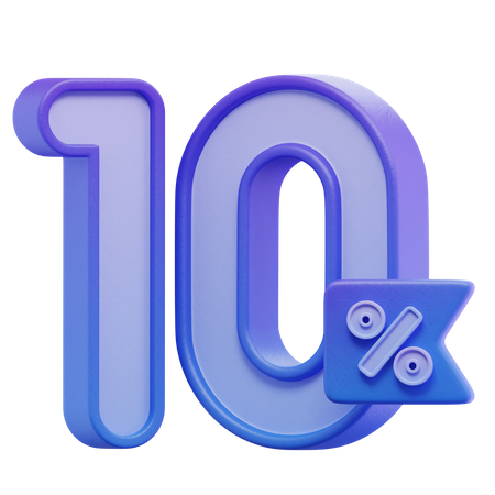 10 Percent  3D Icon