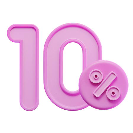 10 Percent  3D Icon