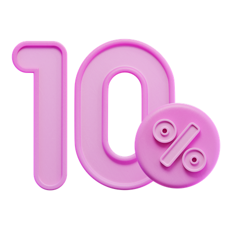 10 Percent  3D Icon