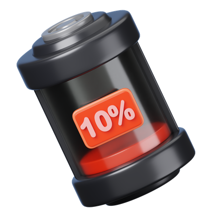 10 Percent Battery  3D Icon