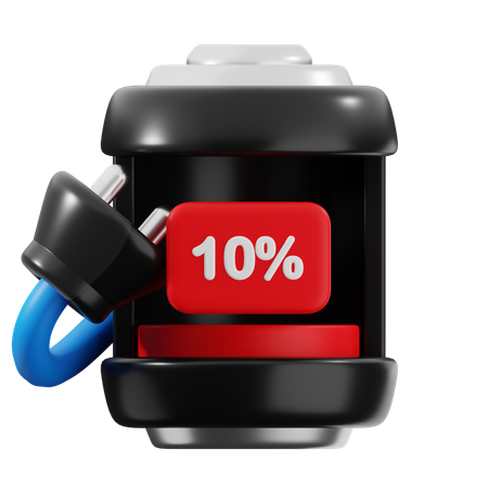 10 Percent Battery  3D Icon