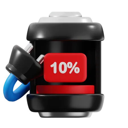 10 Percent Battery  3D Icon