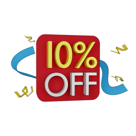 10 Percent Discount  3D Icon