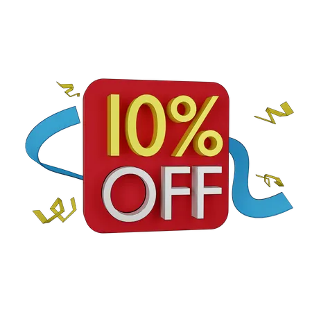 10 Percent Discount  3D Icon