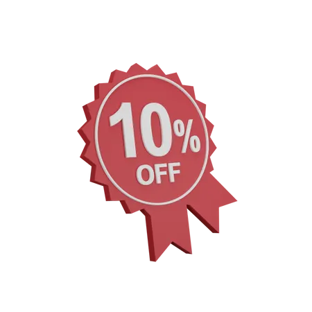 10 Percent Discount Badge  3D Icon