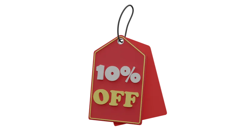 10 Percent Discount Tag  3D Icon