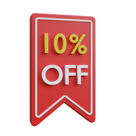 10 Percent Discount Tag  3D Icon