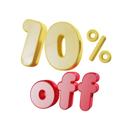 10 Percent Off  3D Icon