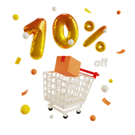 10 Percent Off  3D Illustration