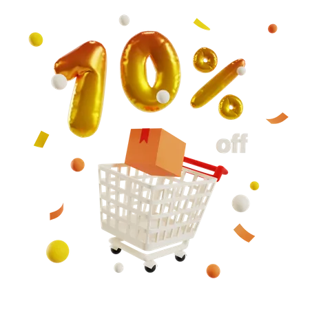 10 Percent Off  3D Illustration