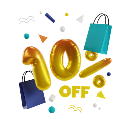 10 Percent Off  3D Illustration