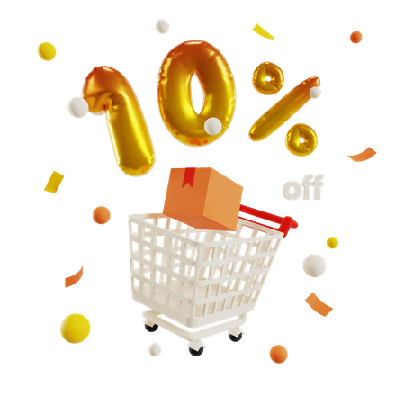 10 Percent Off  3D Illustration