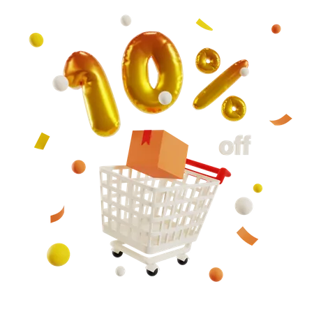 10 Percent Off  3D Illustration