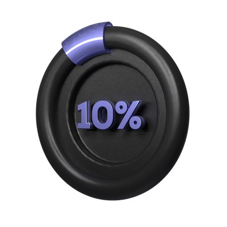 10 Percent Pie Chart 3D Illustration