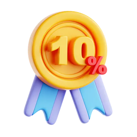 10 Percentage  3D Icon