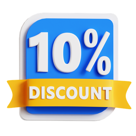 10 Percentage Discount  3D Icon