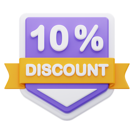 10 Percentage Discount  3D Icon