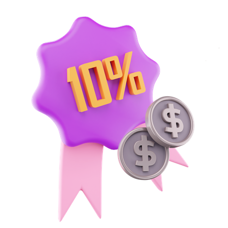 10 Percentage Discount 3D Icon