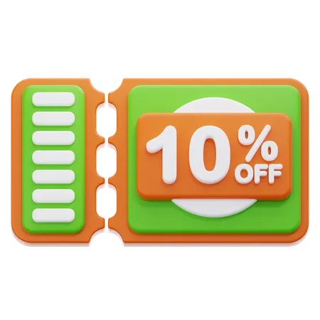 10 Percentage Off Coupon  3D Icon