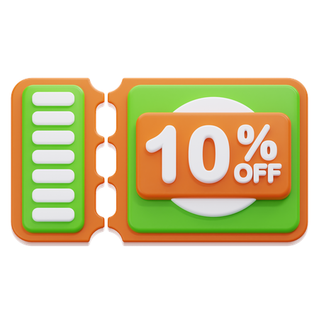 10 Percentage Off Coupon  3D Icon