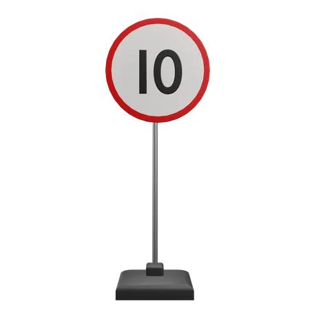 10 Speed Limit  3D Icon