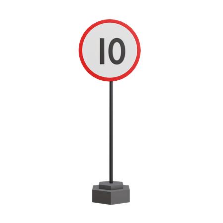 10 Speed Limit  3D Icon