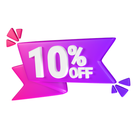 Etiqueta de desconto de 10%  3D Icon