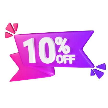 Etiqueta de desconto de 10%  3D Icon